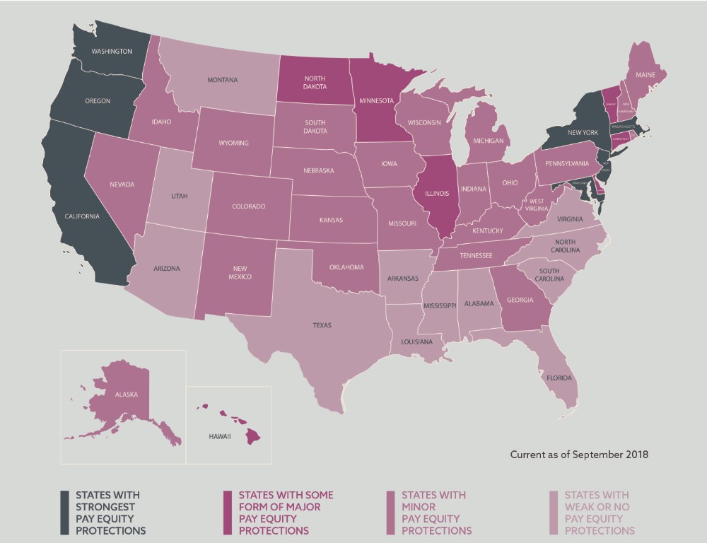 Map of States With Pay Equity Protections
